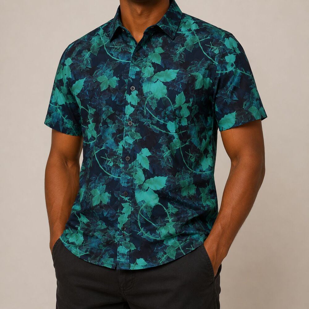 Adidas Skateboarding Button Up Shirt Mens Small Green Poison Ivy Hawaiian